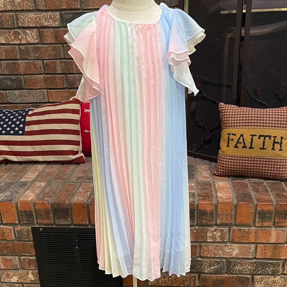 Rare Editions Pastel Rainbow Ruffle Dress EASTER DRESS